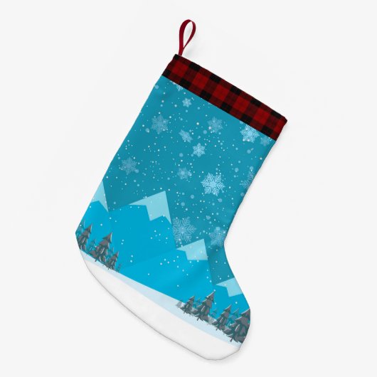 メリークリスマスの雪景色 スモールクリスマスストッキング (正面 (吊り時))