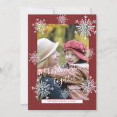 メリークリスマスの雪片レッド5枚 シーズンカード (正面)