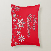 メリークリスマスの雪片|の赤 アクセントクッション (正面(垂直))
