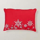 メリークリスマスの雪片|の赤 アクセントクッション (裏面)