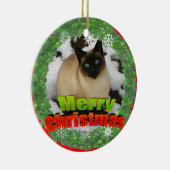 メリークリスマスの雪猫の写真フレームのオーナメント セラミックオーナメント (右)