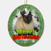 メリークリスマスの雪猫の写真フレームのオーナメント セラミックオーナメント (左)