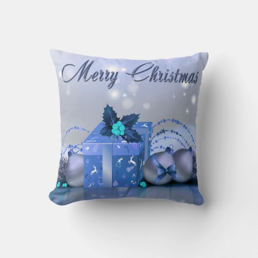 メリークリスマスの青のつまらないもの クッション (正面)