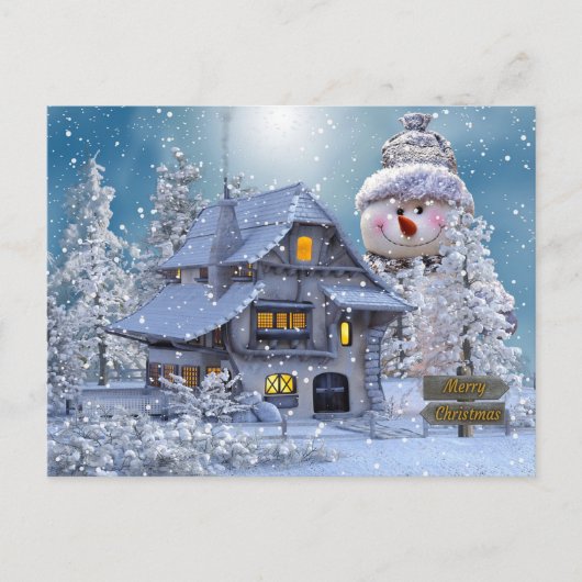 メリークリスマスの静かな冬の夜 シーズンポストカード (正面)