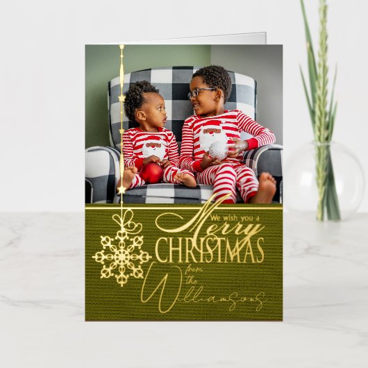 メリークリスマスの願い写真クリスマスカード 箔シーズンカード (正面)