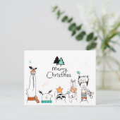 メリークリスマスの風刺動物 |休日 ポストカード (スタンド正面)