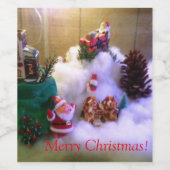 メリークリスマスの食べ物と飲み物のラベルセット ワインラベル (シングルラベル)