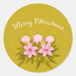 メリークリスマスの飾りろうそく ラウンドシール