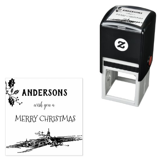 メリークリスマスの飾りマートル一家 セルフインキングスタンプ (インサイチュ)