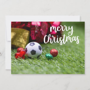 メリークリスマスの飾り付きサッカーボール シーズンカード