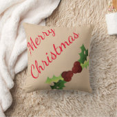 メリークリスマスの飾り葉 クッション (ブランケット)