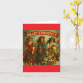 メリークリスマスの馬と友人 カード (黄色い花)