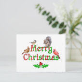 メリークリスマスの鳥とリス シーズンポストカード (スタンド正面)