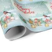 メリークリスマスの鳥と贈り物 ラッピングペーパー (ロールコーナー)