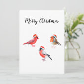 メリークリスマスの鳥グリーティングカード。 サンキューカード (スタンド正面)