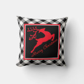 メリークリスマスの鹿が格子状に クッション (正面)