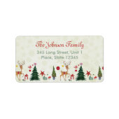 メリークリスマスの鹿と木 |住所 シール (正面)