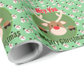 メリークリスマスの鹿と雪だるま ラッピングペーパー (ロールコーナー)