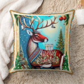 メリークリスマスの鹿 クッション (ブランケット)