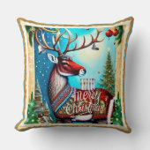 メリークリスマスの鹿 クッション (正面)