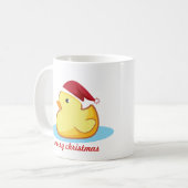 メリークリスマスの黄色のゴム製アヒルのマグ コーヒーマグカップ (正面左)