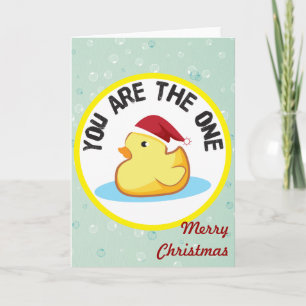 メリークリスマスの黄色のゴム製duckieの挨拶状 シーズンカード