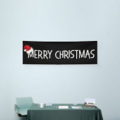 メリークリスマスの黒のお洒落なサンタの帽子 横断幕 (トレードショー)