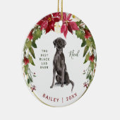 メリークリスマスの黒の実験室|はあなたの犬の写真を加えます セラミックオーナメント (右)