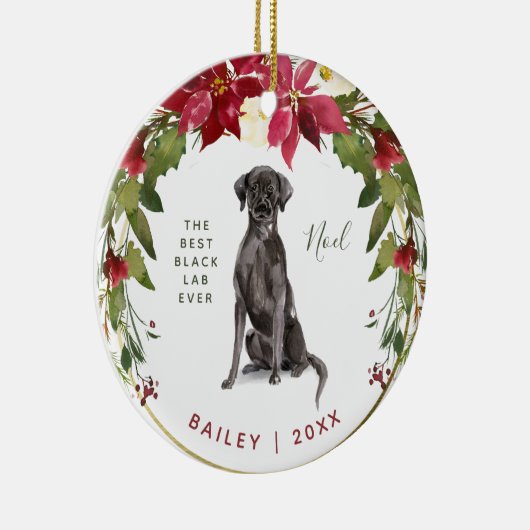 メリークリスマスの黒の実験室|はあなたの犬の写真を加えます セラミックオーナメント (右)
