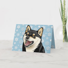 メリークリスマスの黒の柴犬のカスタマイズ可能なカード シーズンカード