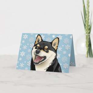 メリークリスマスの黒の柴犬のカスタマイズ可能なカード シーズンカード