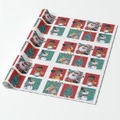 メリークリスマスの黒サンタおよび子供 ラッピングペーパー (アンロールド)