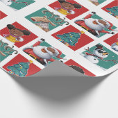 メリークリスマスの黒サンタおよび子供 ラッピングペーパー (角)