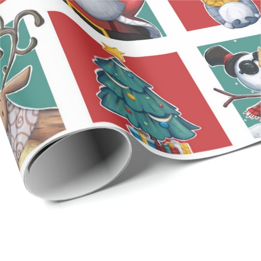 メリークリスマスの黒サンタおよび子供 ラッピングペーパー (ロールコーナー)