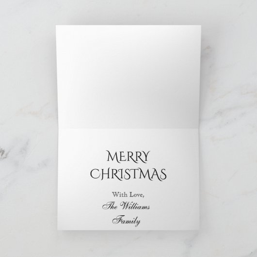 メリークリスマスの黒板のタイポグラフィの白黒 シーズンカード (内部)