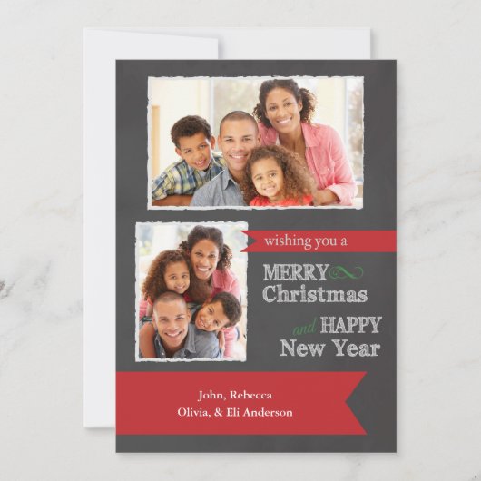 メリークリスマスの黒板の写真のクリスマスカード シーズンカード (正面)