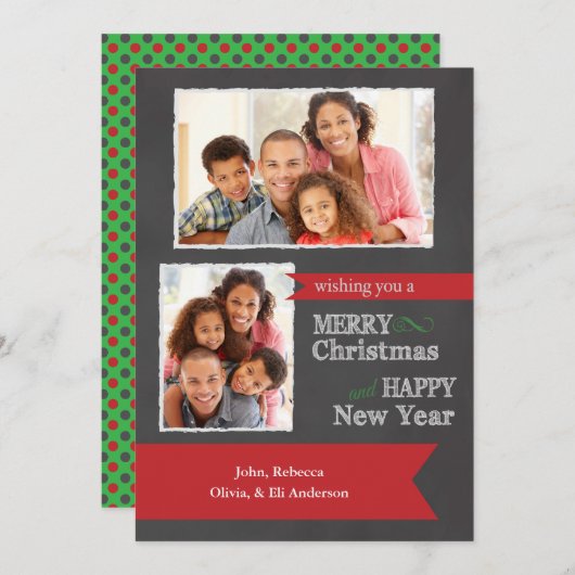 メリークリスマスの黒板の写真のクリスマスカード シーズンカード (正面/裏面)