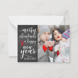 メリークリスマスの黒板の写真の挨拶状 ノートカード