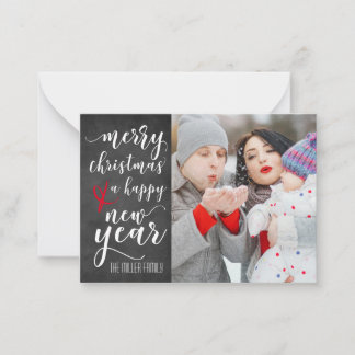 メリークリスマスの黒板の写真の挨拶状 ノートカード