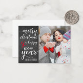 メリークリスマスの黒板の写真の挨拶状 ノートカード (正面/裏面インサイチュ)