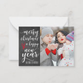 メリークリスマスの黒板の写真の挨拶状 ノートカード (正面)