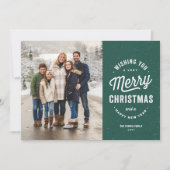 メリークリスマスの2つの写真の緑のアウトドアジー家族 シーズンカード (正面)