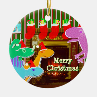 メリークリスマスのDinosのオーナメント セラミックオーナメント