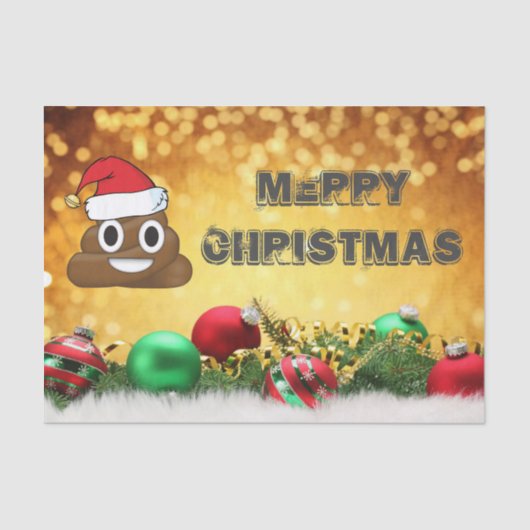 メリークリスマスのEmojiの笑わされるなウンチ 薄葉紙 (正面)