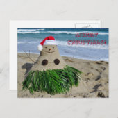 メリークリスマスのMele Kalikimakaの眠りの精の雪だるま シーズンポストカード (正面/裏面)