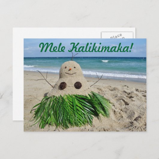 メリークリスマスのMele Kalikimakaの雪だるまの眠りの精 シーズンポストカード (正面/裏面)