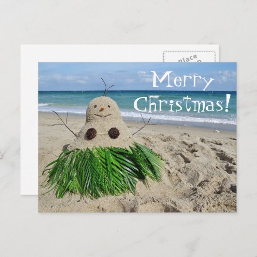 メリークリスマスのMele Kalikimakaの雪だるまの眠りの精 シーズンポストカード (正面/裏面)