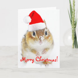 メリークリスマスのSnowyサンタのシマリス シーズンカード