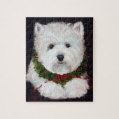 メリークリスマスのWestie西の高地テリアのギフト ジグソーパズル (縦)