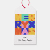 メリークリスマスはっきりしたタイポグラフィ ギフトタグ (正面)